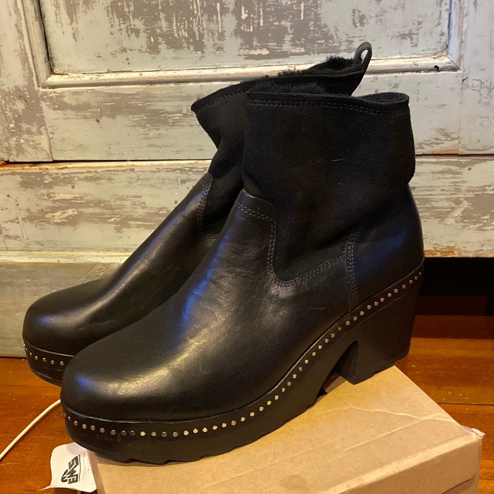 chunky black ankle boot